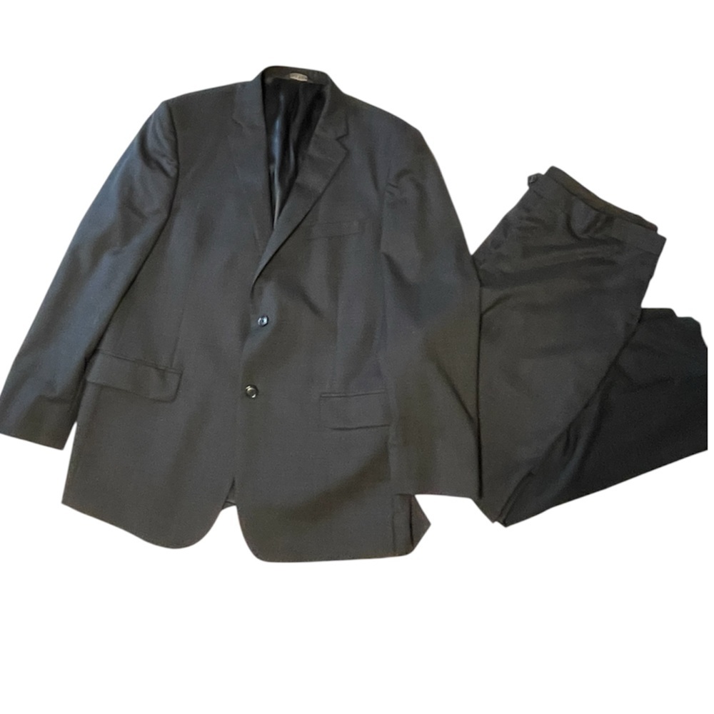 Jos. A. Bank Traveler Mens wool Suit Black 2 Button Blazer Trousers Set 44R /39R
